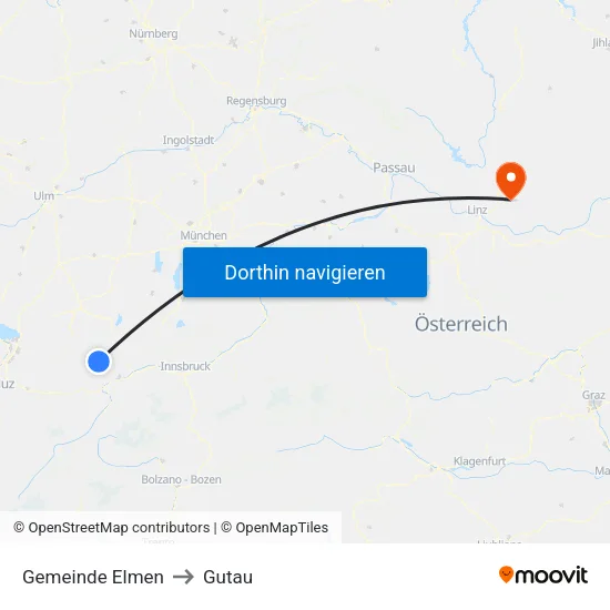 Gemeinde Elmen to Gutau map