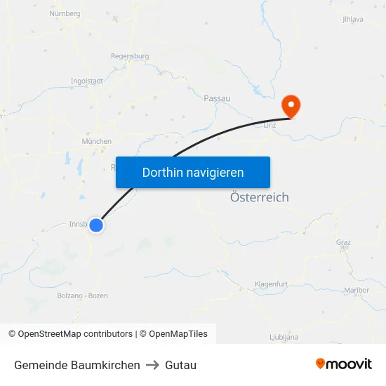 Gemeinde Baumkirchen to Gutau map