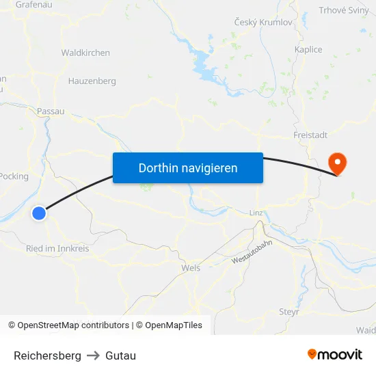 Reichersberg to Gutau map