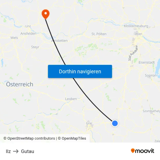 Ilz to Gutau map