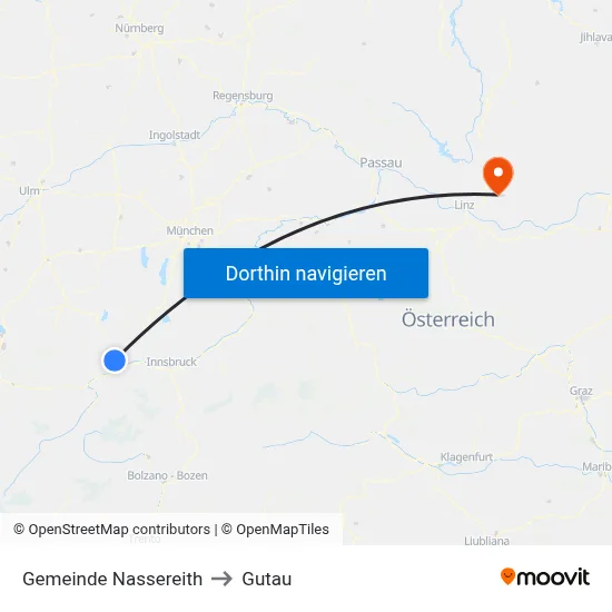 Gemeinde Nassereith to Gutau map