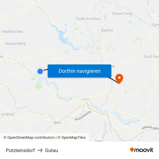 Putzleinsdorf to Gutau map