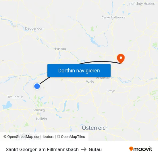 Sankt Georgen am Fillmannsbach to Gutau map