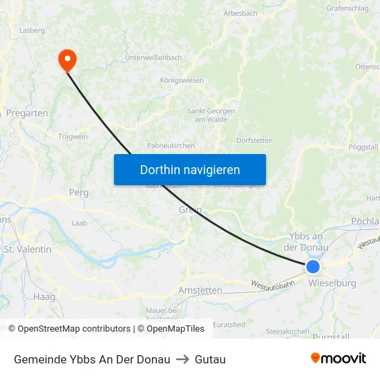 Gemeinde Ybbs An Der Donau to Gutau map