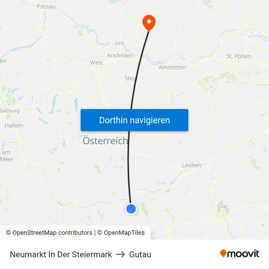 Neumarkt In Der Steiermark to Gutau map