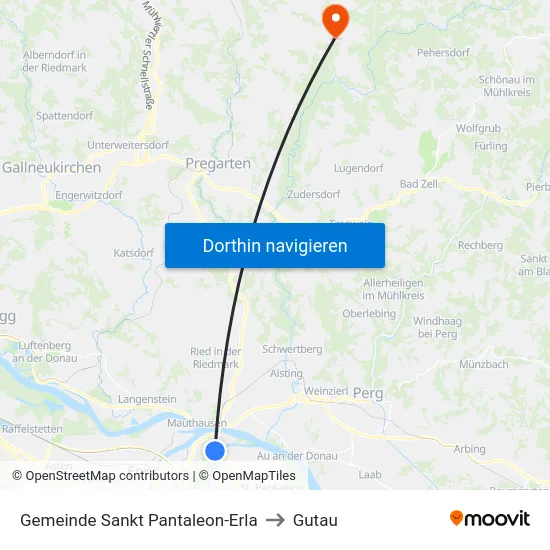 Gemeinde Sankt Pantaleon-Erla to Gutau map