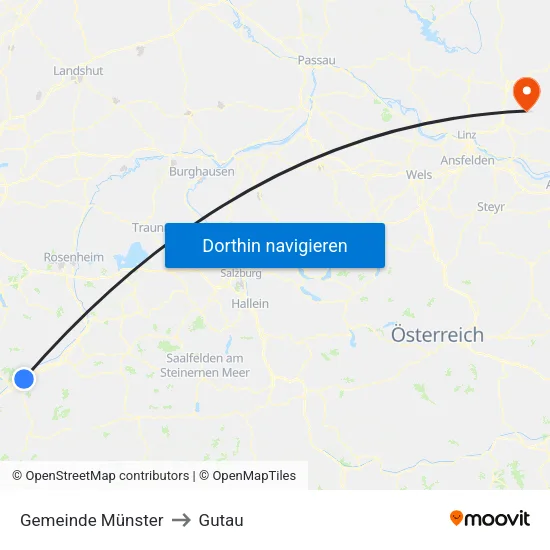 Gemeinde Münster to Gutau map