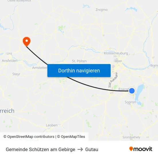 Gemeinde Schützen am Gebirge to Gutau map