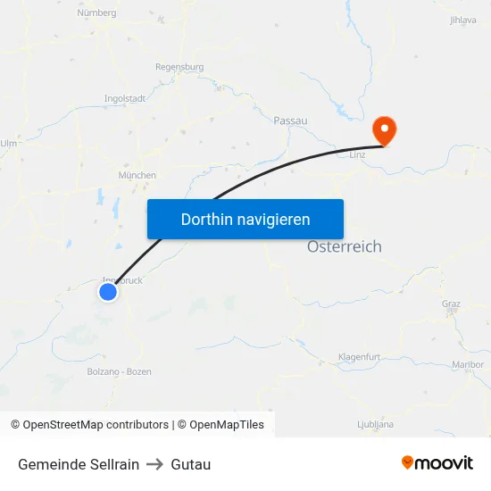 Gemeinde Sellrain to Gutau map