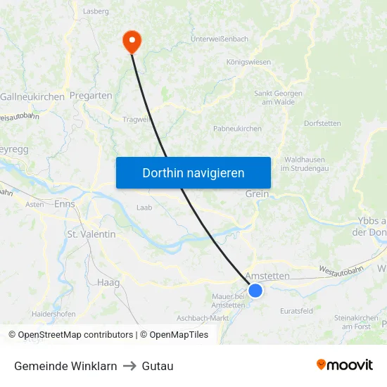 Gemeinde Winklarn to Gutau map