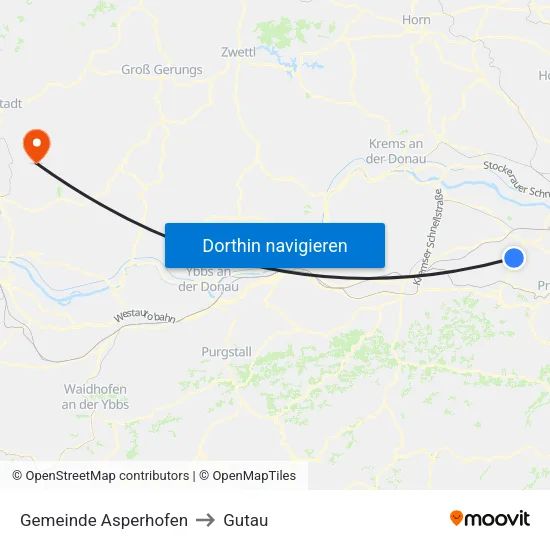 Gemeinde Asperhofen to Gutau map