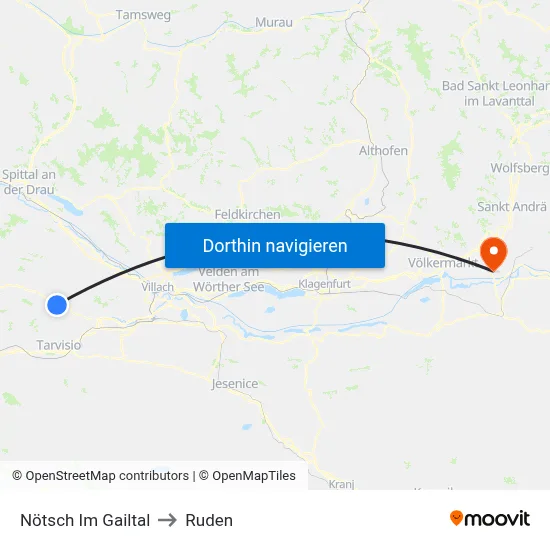 Nötsch Im Gailtal to Ruden map