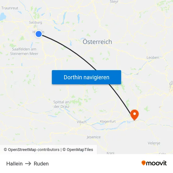 Hallein to Ruden map