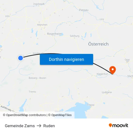 Gemeinde Zams to Ruden map