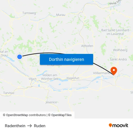 Radenthein to Ruden map