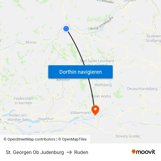 St. Georgen Ob Judenburg to Ruden map
