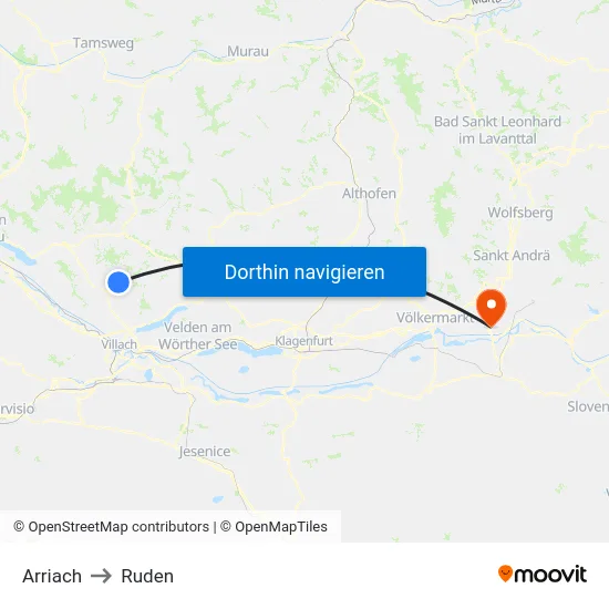 Arriach to Ruden map