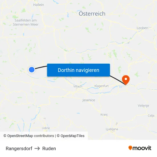 Rangersdorf to Ruden map