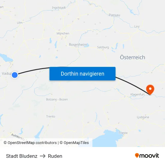Stadt Bludenz to Ruden map
