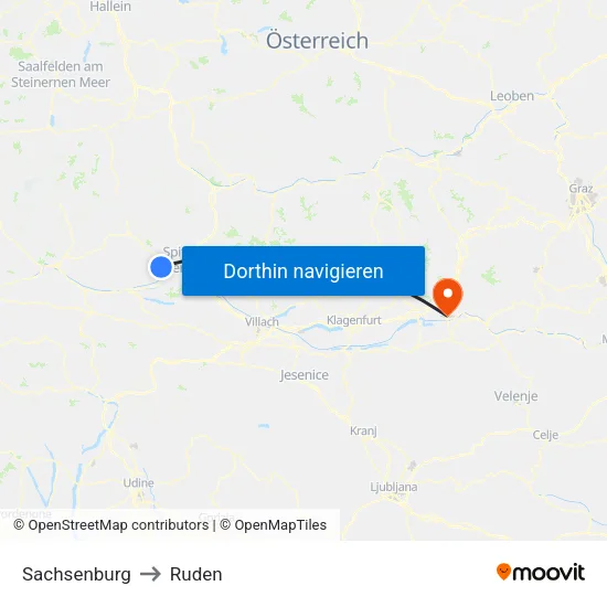 Sachsenburg to Ruden map