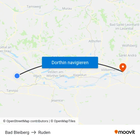 Bad Bleiberg to Ruden map