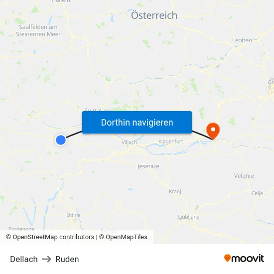Dellach to Ruden map