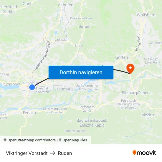 Viktringer Vorstadt to Ruden map