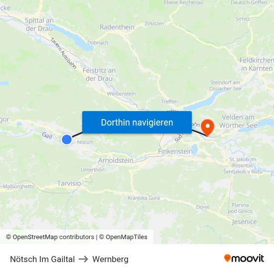 Nötsch Im Gailtal to Wernberg map