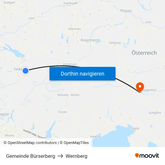 Gemeinde Bürserberg to Wernberg map