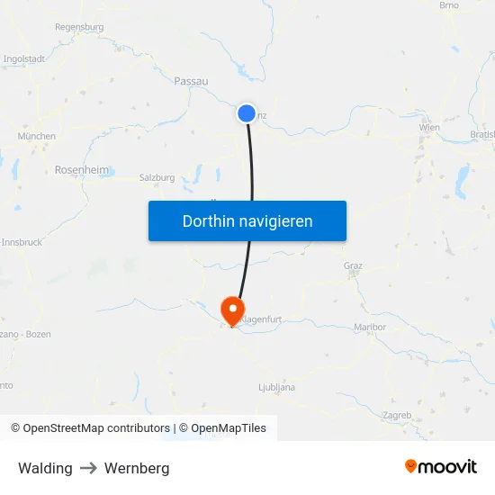 Walding to Wernberg map