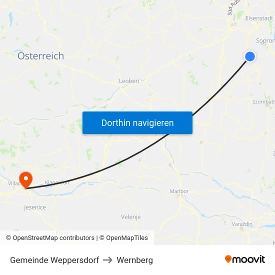 Gemeinde Weppersdorf to Wernberg map