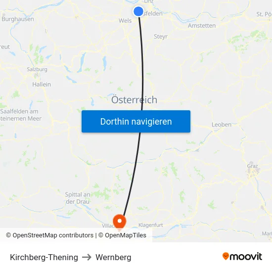 Kirchberg-Thening to Wernberg map