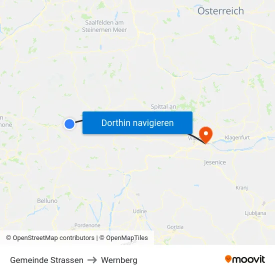 Gemeinde Strassen to Wernberg map