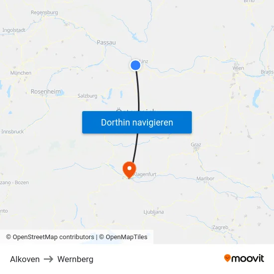 Alkoven to Wernberg map