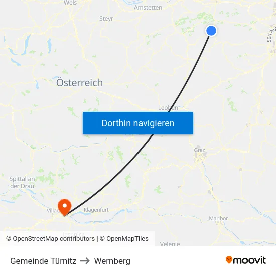 Gemeinde Türnitz to Wernberg map