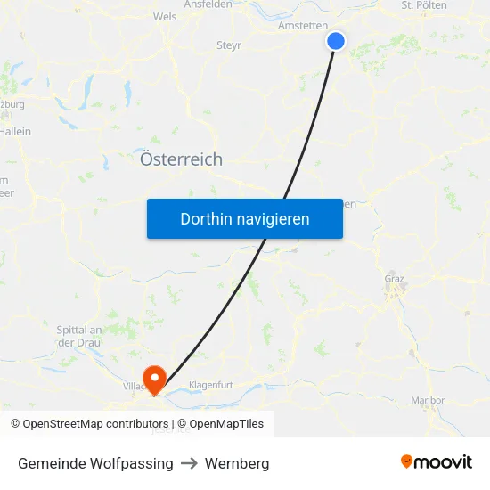 Gemeinde Wolfpassing to Wernberg map