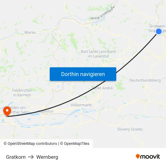 Gratkorn to Wernberg map