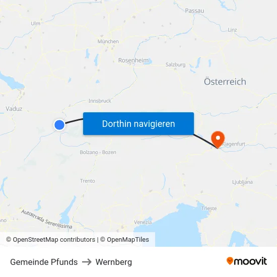 Gemeinde Pfunds to Wernberg map