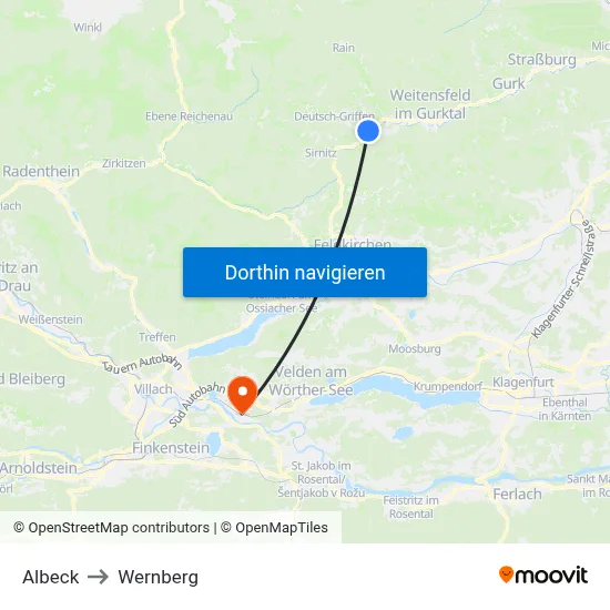Albeck to Wernberg map