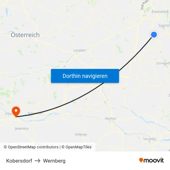 Kobersdorf to Wernberg map