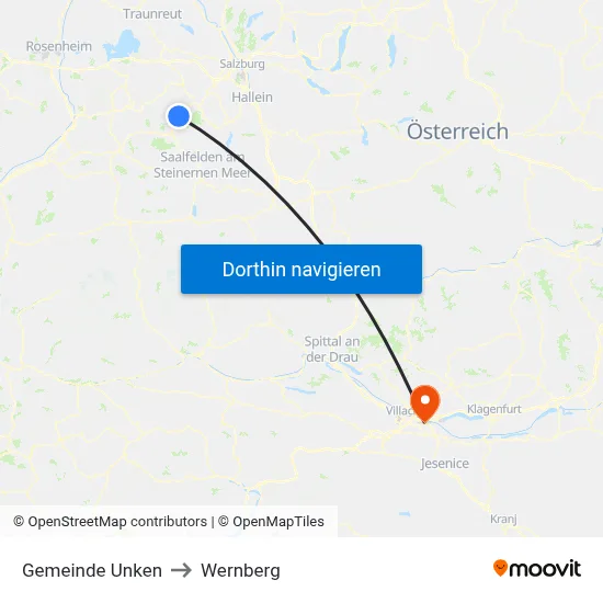 Gemeinde Unken to Wernberg map