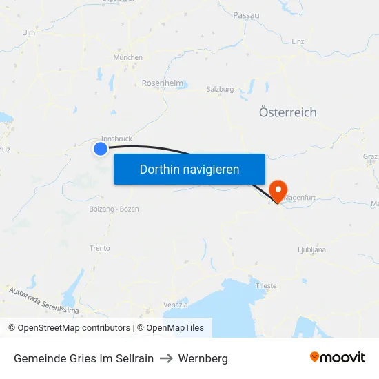 Gemeinde Gries Im Sellrain to Wernberg map