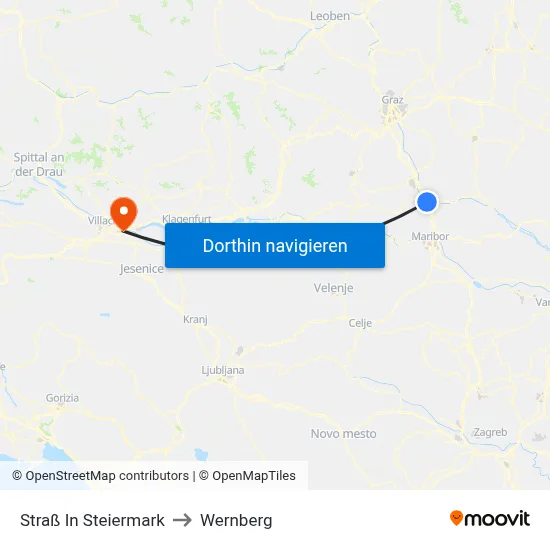 Straß In Steiermark to Wernberg map