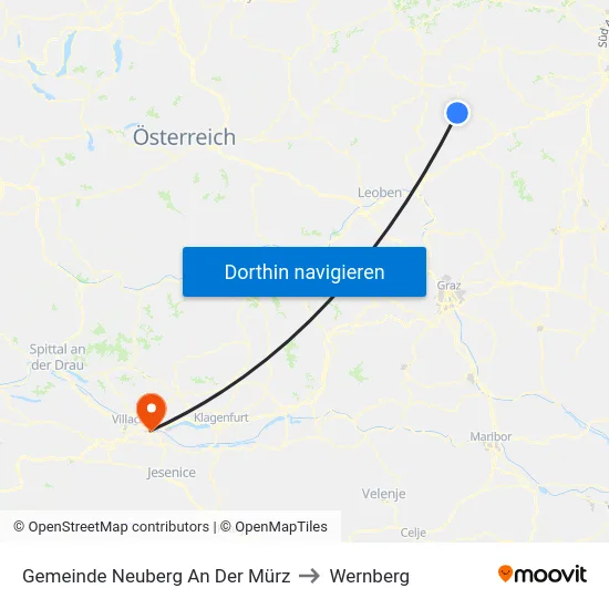 Gemeinde Neuberg An Der Mürz to Wernberg map