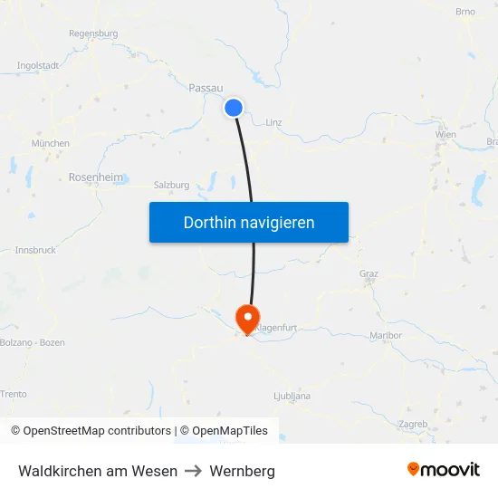 Waldkirchen am Wesen to Wernberg map