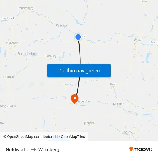 Goldwörth to Wernberg map