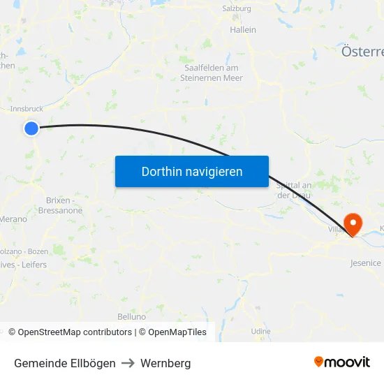 Gemeinde Ellbögen to Wernberg map