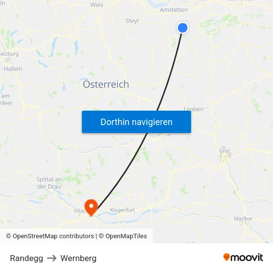 Randegg to Wernberg map