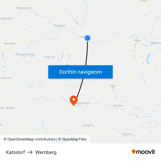 Katsdorf to Wernberg map