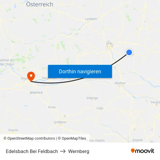 Edelsbach Bei Feldbach to Wernberg map